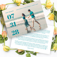 Minimalist Aquamarine Stylish & Fun Wedding Photo