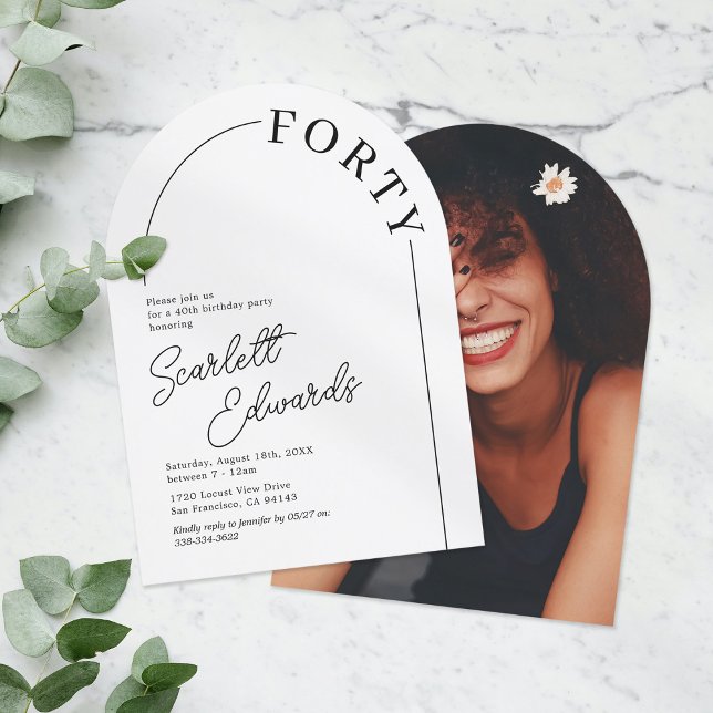 Minimalist Arch Adult 40th Birthday Invitation (Creator Uploaded)