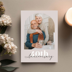 Minimalist Arch Beige 40th wedding anniversary Invitation