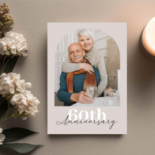 Minimalist Arch Beige 60th wedding anniversary Invitation