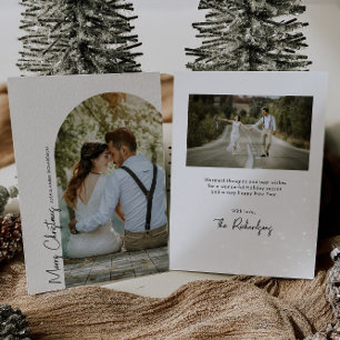 Minimalist arch black white photo Christmas card