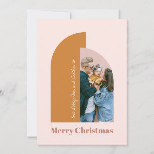 Minimalist Arch Blush Dusty Pink Merry Photo Holiday Card