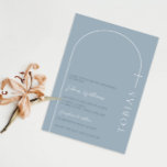 Minimalist arch cross blue christening invitation<br><div class="desc">Inivite your guest to your event with this minimalist and simple baptism invitation card, features simple arch outline on a blue background and typography layout. For more advanced customisation of this design, e.g. changing layout, font or text size please click the "CUSTOMIZE" button above. Please contact me for any questions!...</div>