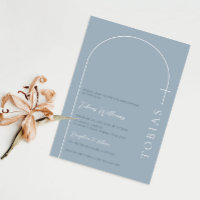 Minimalist arch cross blue christening