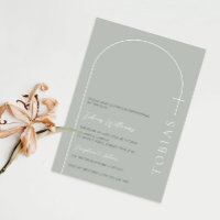 Minimalist arch cross sage green christening