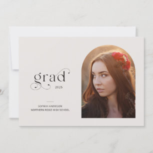 Minimalist Arch Gray 1-Photo 2022 Graduation Party Invitation