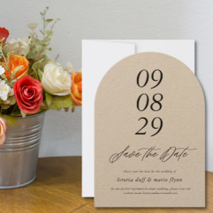 Minimalist Arch Kraft paper Save the date  Invitation