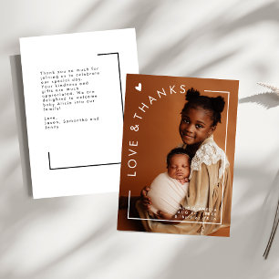 Minimalist Arch Love & Thanks Baby Shower Photo Thank You Card