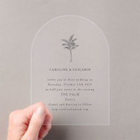 Minimalist Arch Palm Tree Line Art Elegant Wedding