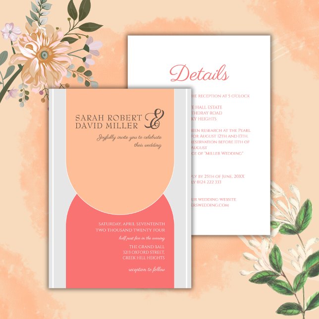 Minimalist Arch Peach Bold Wedding  Invitation (Creator Uploaded)