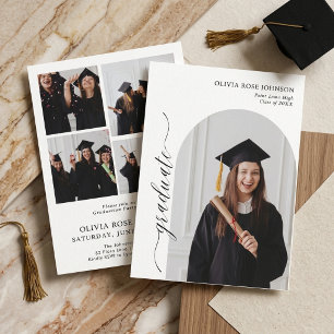 Minimalist Arch Photo Elegant Graduation Party Invitation