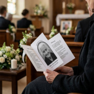 Minimalist Arch Photo Funeral Program 4-Page