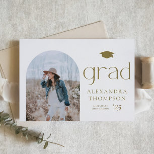 Minimalist Arch Photo Gold Photo Graduation Announcement