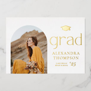 Minimalist Arch Photo Graduation Party Gold Foil I