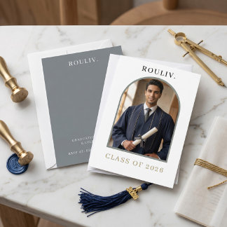 Minimalist Arch Photo Graduation | Rolling Stone Invitation