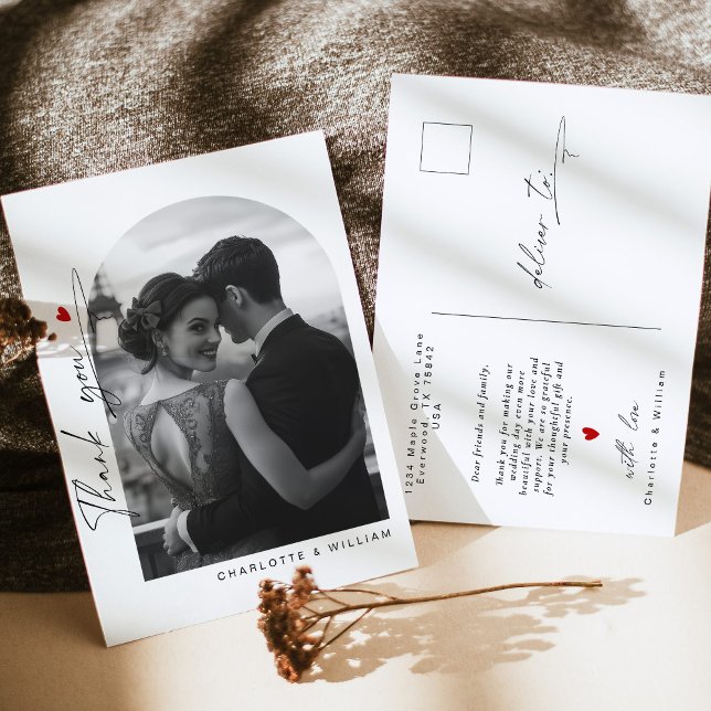 Minimalist  Arch Photo Wedding Thank you Postcard (Creator Uploaded)