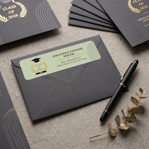 Minimalist Arch ROULIV Sage Green Graduation Return Address Label