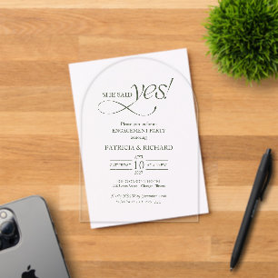 Minimalist Arch She Said Yes Engagement Party Acrylic Invitations