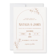 Minimalist Arch Wedding Invitation with Floral Acc