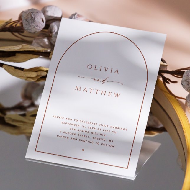 Minimalist Arch Wedding. Modern Photo & QR Code Invitation (Creator Uploaded)