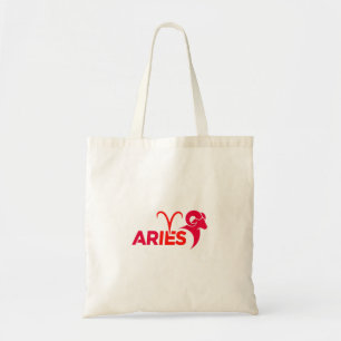 Minimalist Aries Zodiac Sign Red Graphic Astrology Tote Bag