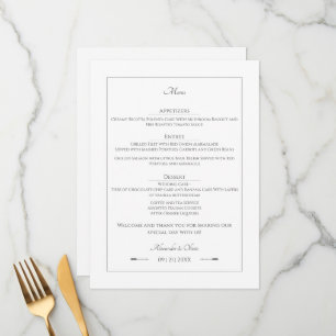 Minimalist Arrows Wedding White Menu