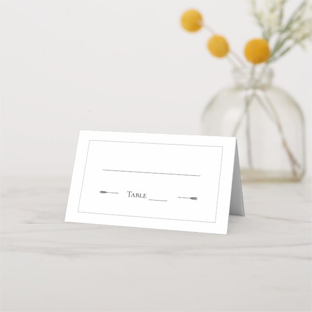 Minimalist Arrows Wedding | White Place Card (Front)