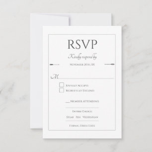 Minimalist Arrows Wedding   White RSVP Card