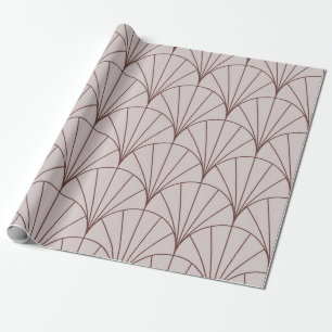 Minimalist Art Deco Mauve Geometric Fan Line Wrapping Paper