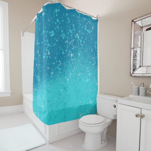 Minimalist Art: Fractured Ice Shower Curtain (In Situ)