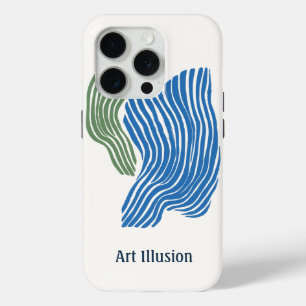Minimalist Art of Lines in Green and Blue iPhone 15 Pro Case