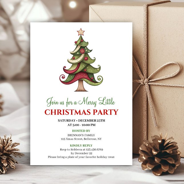 Minimalist artistic Christmas tree holiday invite (Minimalist artistic Christmas tree holiday invite)
