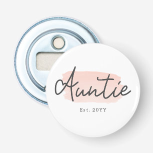 Minimalist Auntie Baby Pink Brush Stroke New Aunt Bottle Opener