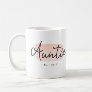 Minimalist Auntie Baby Pink Brush Stroke New Aunt Coffee Mug
