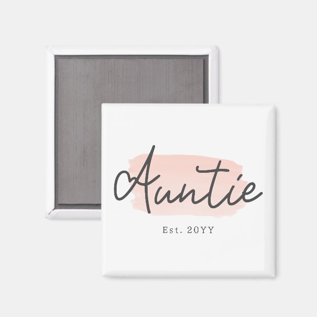 Minimalist Auntie Baby Pink Brush Stroke New Aunt Magnet (Front/Back)