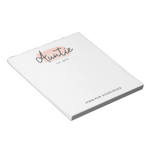 Minimalist Auntie Baby Pink Brush Stroke New Aunt Notepad