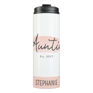 Minimalist Auntie Baby Pink Brush Stroke New Aunt Thermal Tumbler
