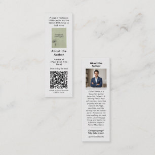 Minimalist Author Bookmark Business Card with QR
