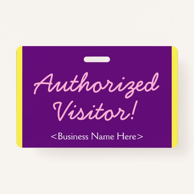 Minimalist "Authorised Visitor!" Badge ID Badge (Front)