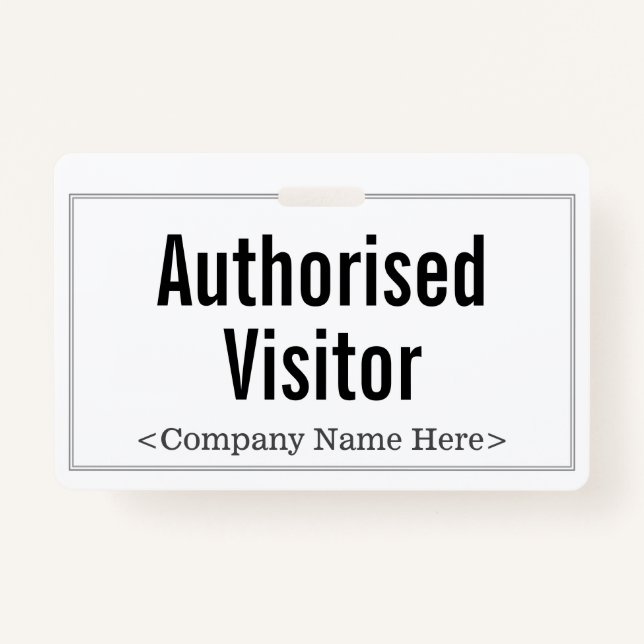 Minimalist "Authorised Visitor" Badge ID Badge (Front)