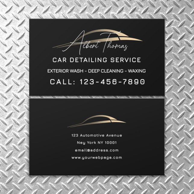 Minimalist automotive gold car line Business Card (Creator Uploaded)