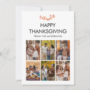 Minimalist Autumn 6 Photo Collage Thankgiving Holiday Card