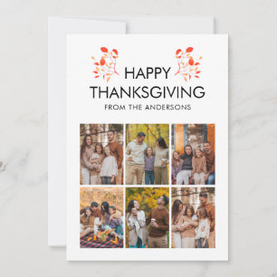 Minimalist Autumn 6 Photo Collage Thankgiving Holiday Card