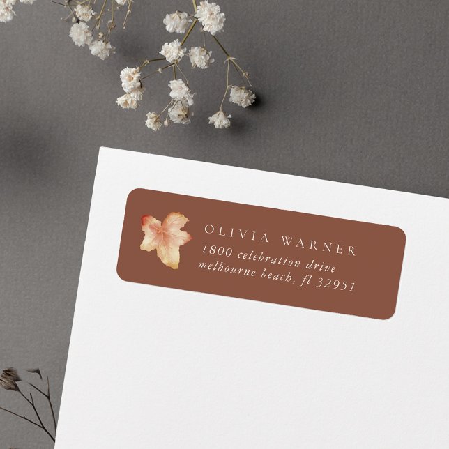 Minimalist Autumn Leaf Return Address Label (Creator Uploaded)