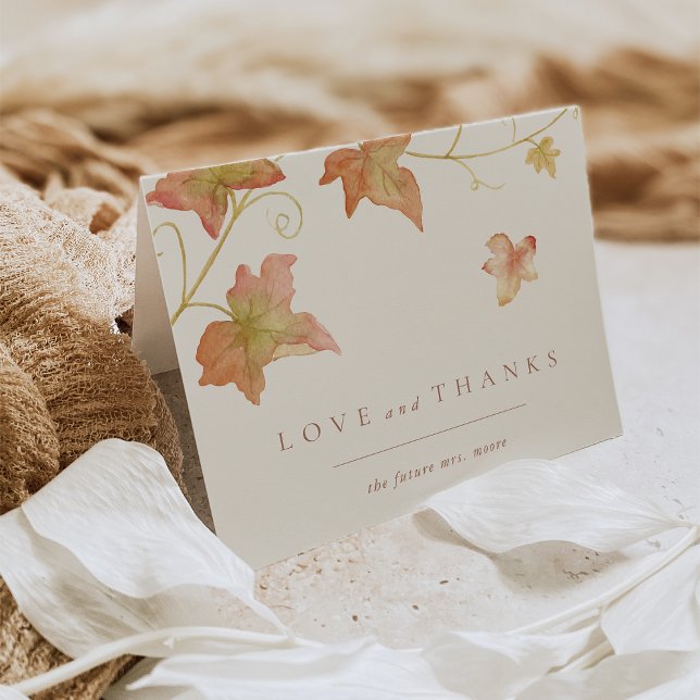 Minimalist Autumn Leaves Bridal Shower Thank You Card (Creator Uploaded)