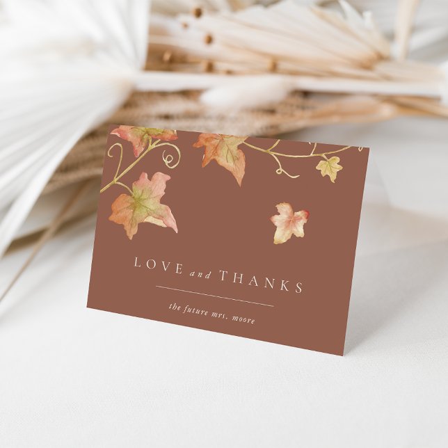 Minimalist Autumn Leaves Bridal Shower Thank You Card (Creator Uploaded)
