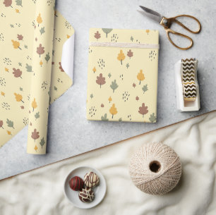 Minimalist Autumn Leaves Wrapping Paper