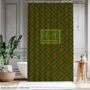 Minimalist Autumn Tartan Curtain Elegant Monogram