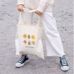 Minimalist Autumn Tree and Pumpkin Tote Bag