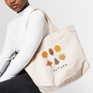 Minimalist Autumn Trees Large Tote Bag